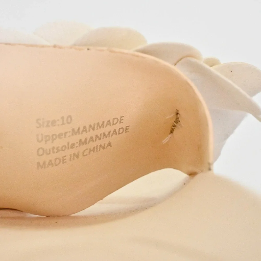 NEW YORK COMPANY‎ Womens Camilia Platform Sandals Size 10 Floral Slides Natural